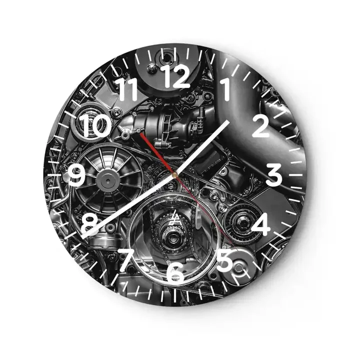 Reloj de pared – Reloj de vidrio – La poesía de la mecánica – 30×30 cm