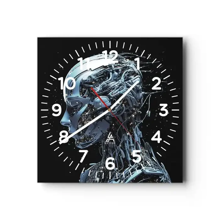 Reloj de pared – Reloj de vidrio – La tecnología es una mujer – 40×40 cm