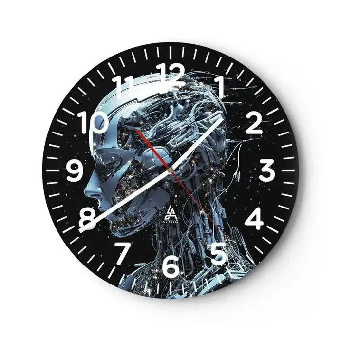 Reloj de pared – Reloj de vidrio – La tecnología es una mujer – 40×40 cm