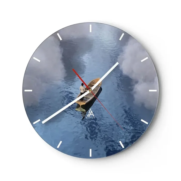 Reloj de pared – Reloj de vidrio – La vida – el viaje – lo desconocido – 40×40 cm