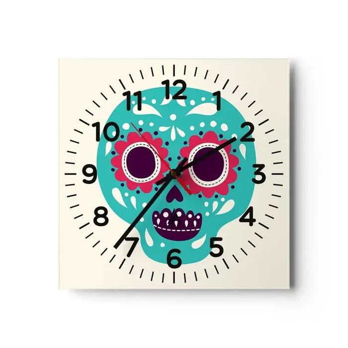 Reloj de pared – Reloj de vidrio – La vida diversión hasta la muerte – 40×40 cm