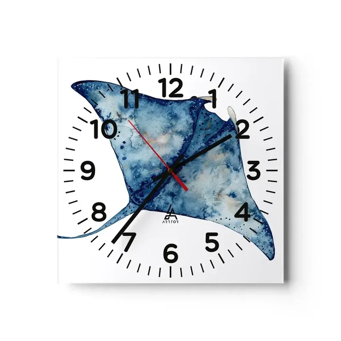 Reloj de pared – Reloj de vidrio – La vida en azul – 40×40 cm