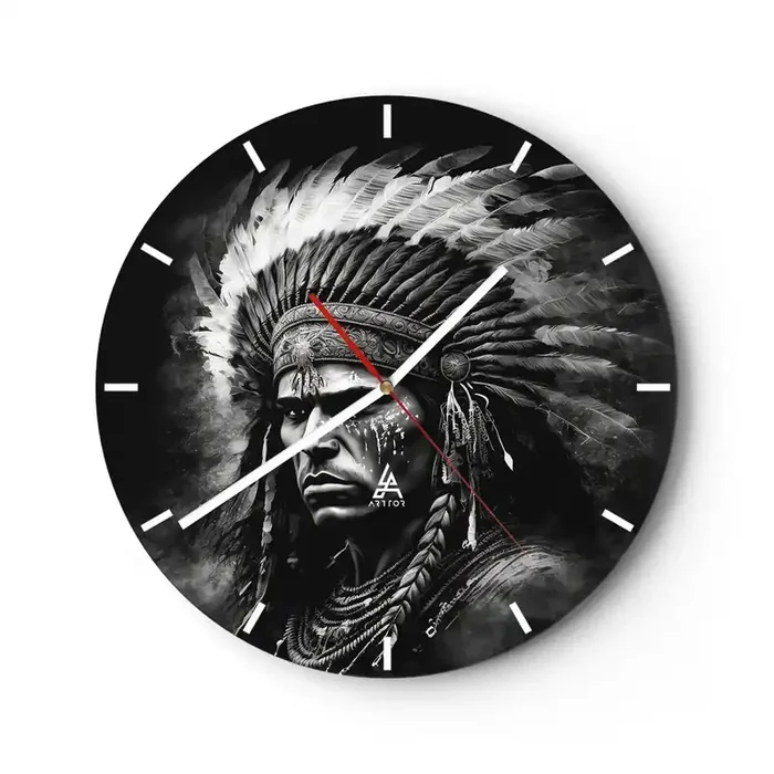 Reloj de pared – Reloj de vidrio – Líder y guerrero – 40×40 cm