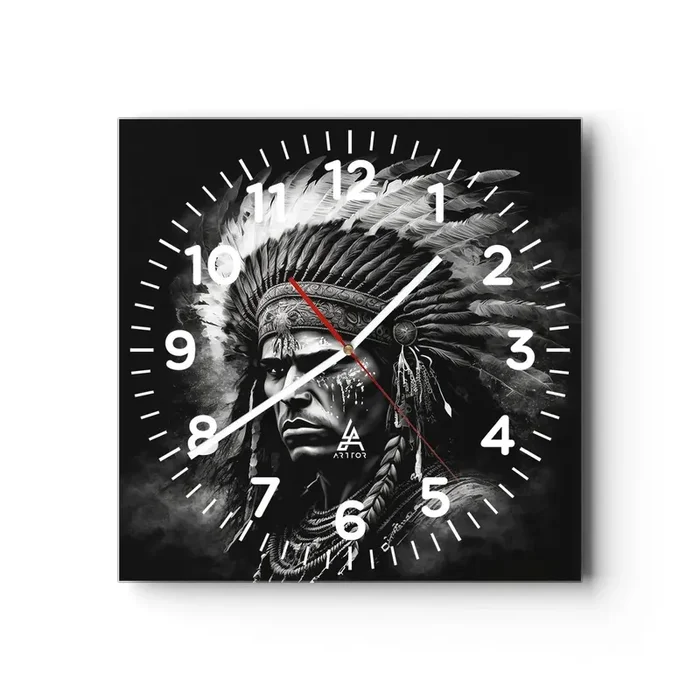 Reloj de pared – Reloj de vidrio – Líder y guerrero – 40×40 cm