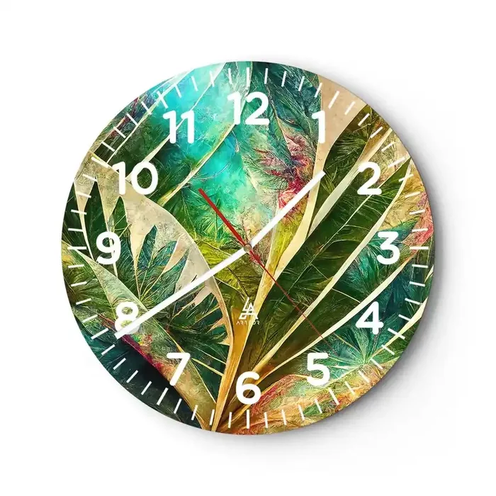 Reloj de pared – Reloj de vidrio – Los colores del trópico – 40×40 cm
