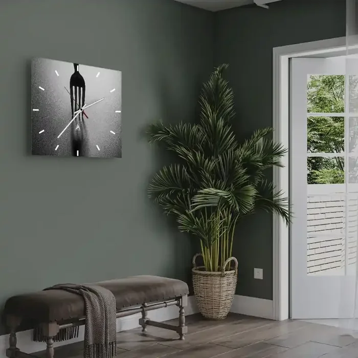 Reloj de pared – Reloj de vidrio – Luz y sombra – 30×30 cm