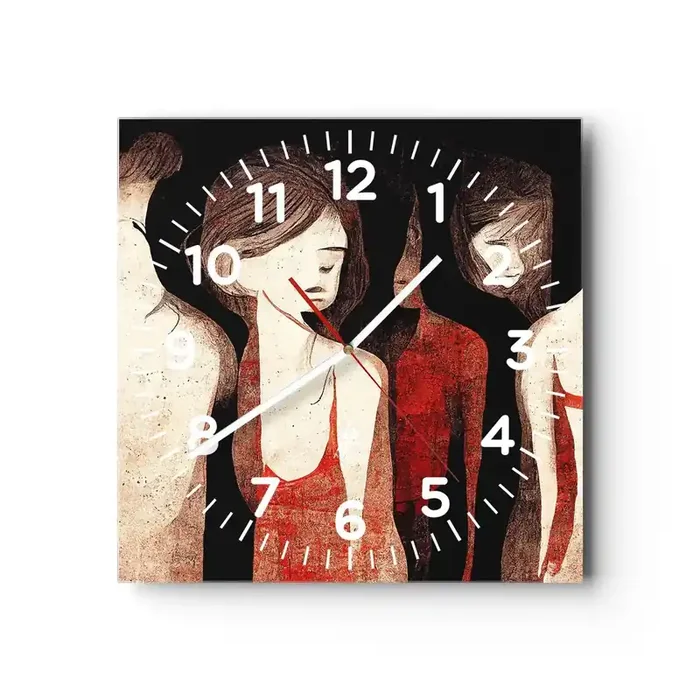 Reloj de pared – Reloj de vidrio – Madonnas de la oscuridad – 30×30 cm