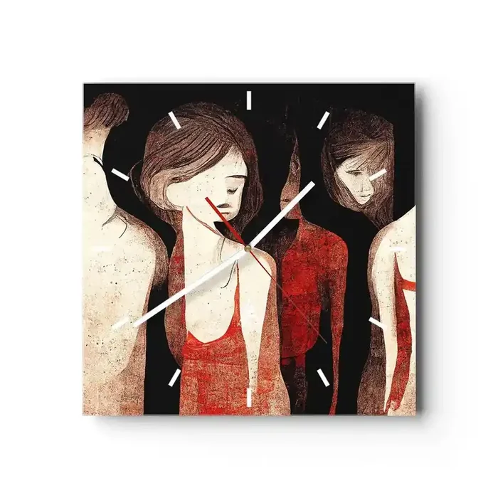 Reloj de pared – Reloj de vidrio – Madonnas de la oscuridad – 40×40 cm