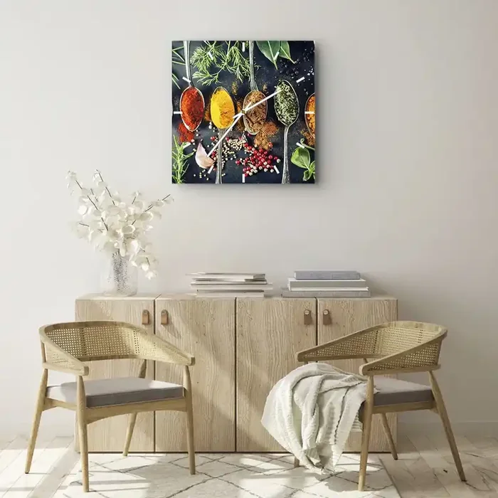 Reloj de pared – Reloj de vidrio – Magia culinaria – 30×30 cm