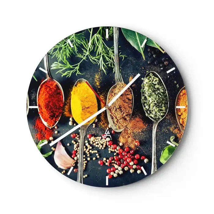 Reloj de pared – Reloj de vidrio – Magia culinaria – 40×40 cm