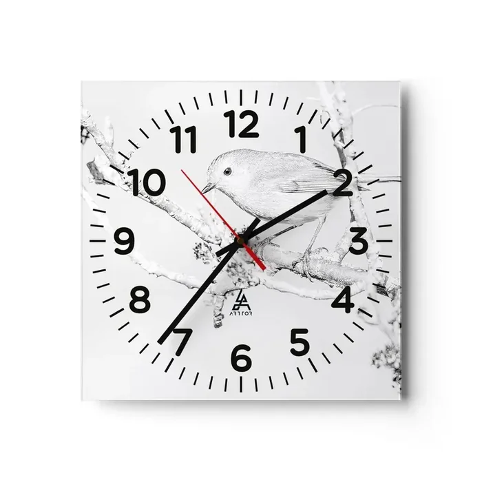 Reloj de pared – Reloj de vidrio – Mañana de invierno – 40×40 cm