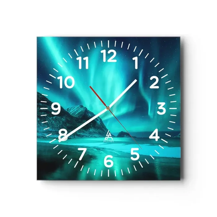Reloj de pared – Reloj de vidrio – Maravillas del norte – 40×40 cm