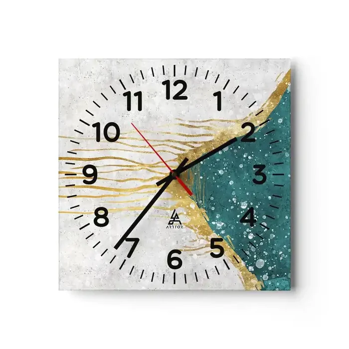 Reloj de pared – Reloj de vidrio – Marea dorada – 40×40 cm