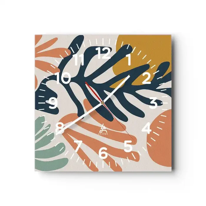 Reloj de pared – Reloj de vidrio – Mares de coral – 40×40 cm