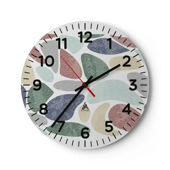 Reloj de pared – Reloj de vidrio – Mosaico de colores empolvados – 40×40 cm