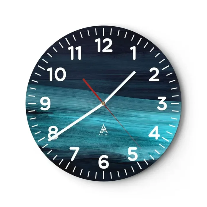 Reloj de pared – Reloj de vidrio – Nadar con la corriente – 40×40 cm