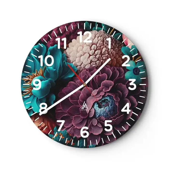Reloj de pared – Reloj de vidrio – Naturaleza en abundancia – 40×40 cm