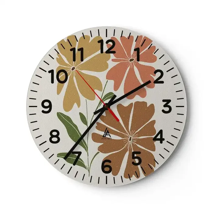 Reloj de pared – Reloj de vidrio – Naturaleza y geometría – 30×30 cm