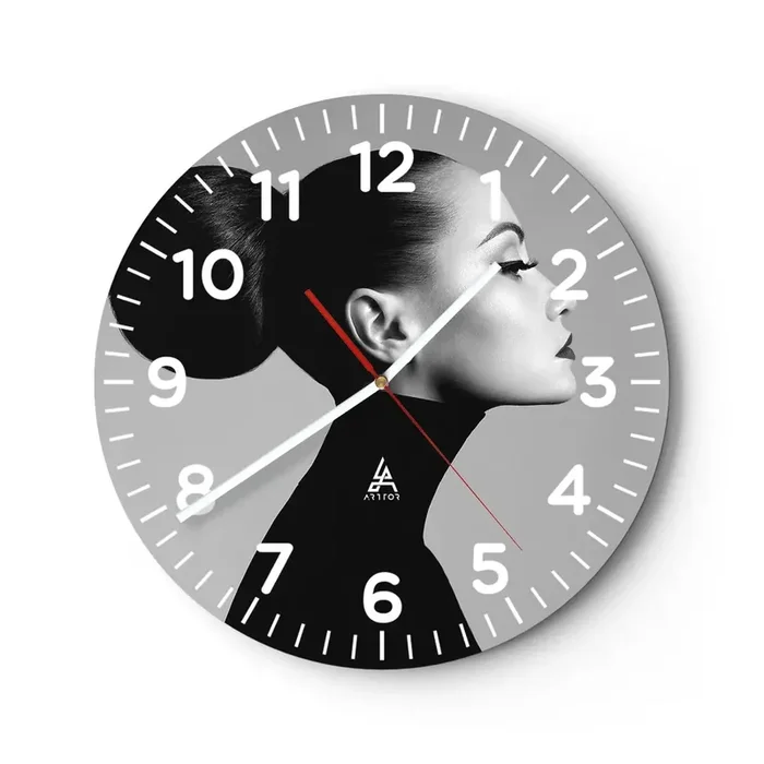 Reloj de pared – Reloj de vidrio – Nefertiti contemporánea – 30×30 cm