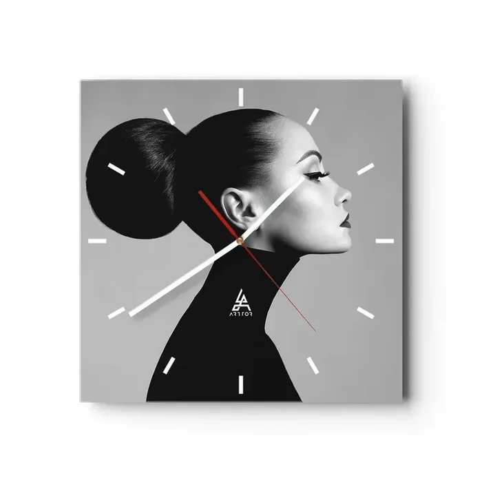 Reloj de pared – Reloj de vidrio – Nefertiti contemporánea – 40×40 cm