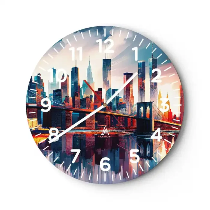 Reloj de pared – Reloj de vidrio – Nueva York siempre luce – 30×30 cm