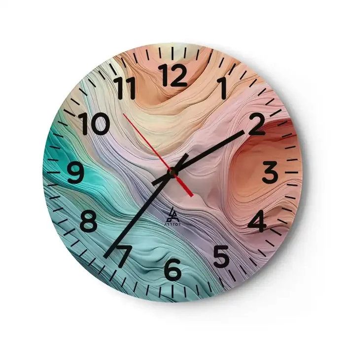 Reloj de pared – Reloj de vidrio – Ola arco iris – 40×40 cm
