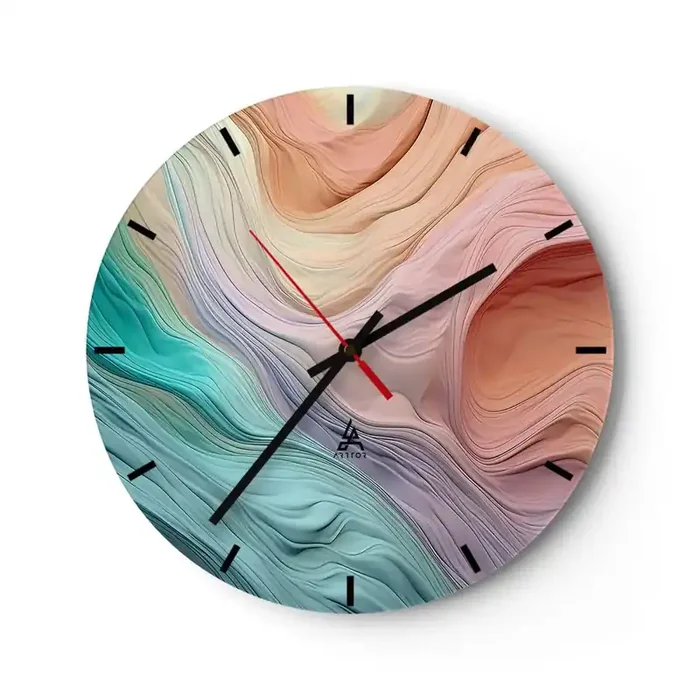 Reloj de pared – Reloj de vidrio – Ola arco iris – 40×40 cm