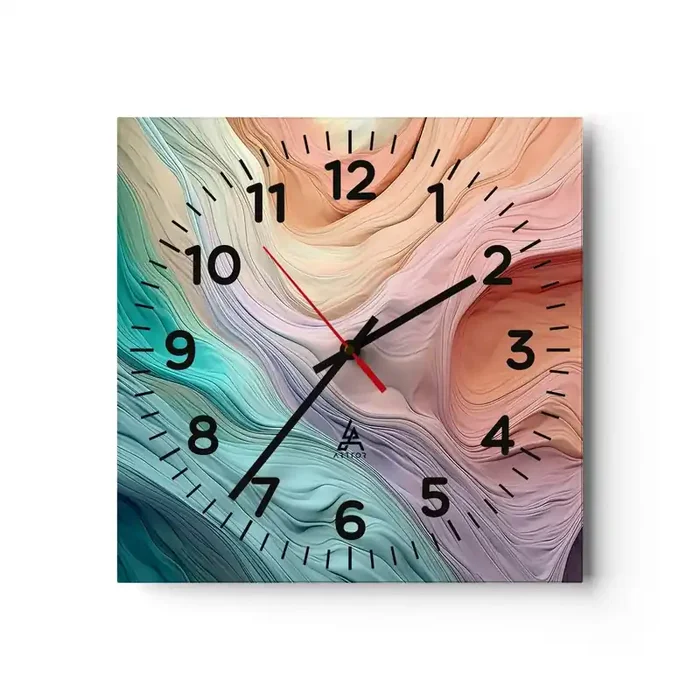 Reloj de pared – Reloj de vidrio – Ola arco iris – 40×40 cm