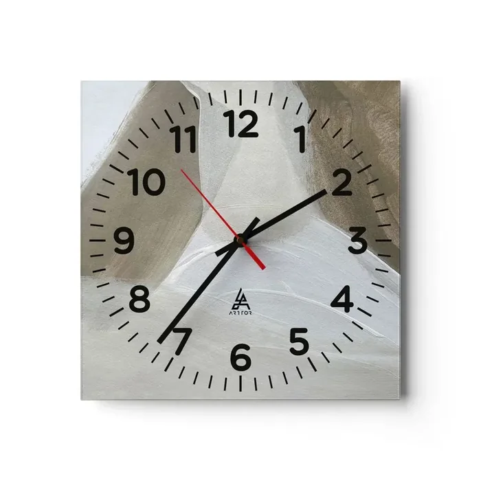 Reloj de pared – Reloj de vidrio – Ola de blanco – 40×40 cm