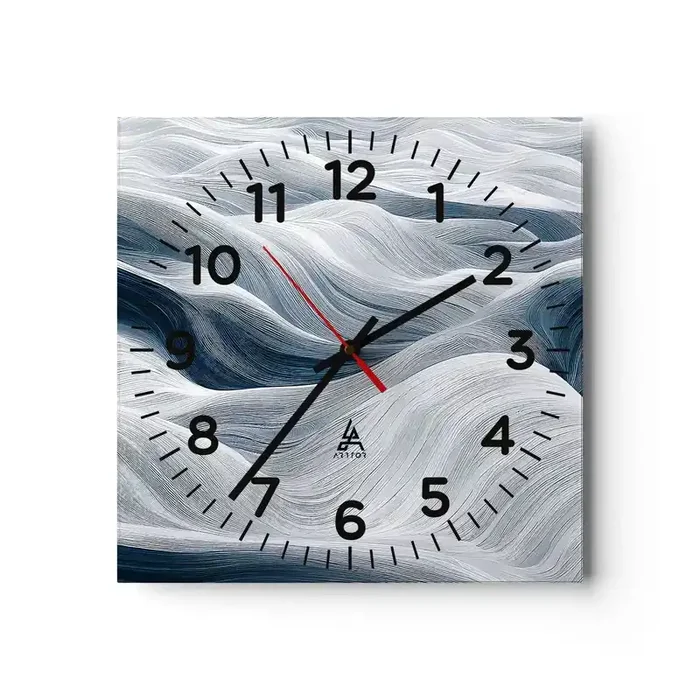 Reloj de pared – Reloj de vidrio – Olas blancas y azules – 40×40 cm