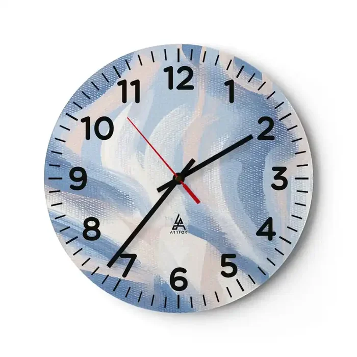 Reloj de pared – Reloj de vidrio – Ondas azules – 40×40 cm
