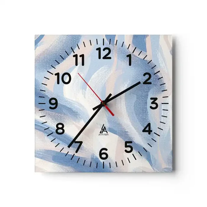 Reloj de pared – Reloj de vidrio – Ondas azules – 40×40 cm