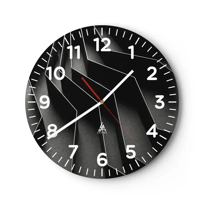 Reloj de pared – Reloj de vidrio – Orden espacial – 30×30 cm