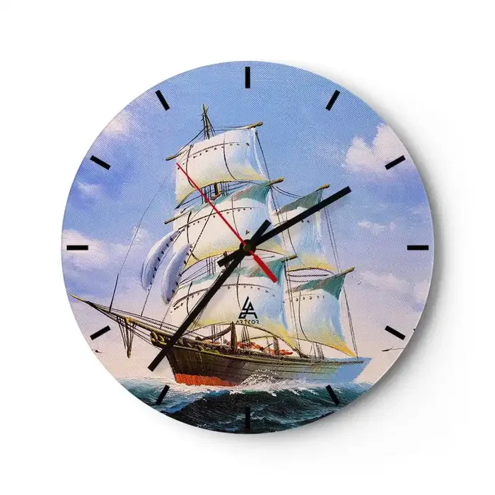Reloj de pared – Reloj de vidrio – Orgulloso con el viento – 40×40 cm
