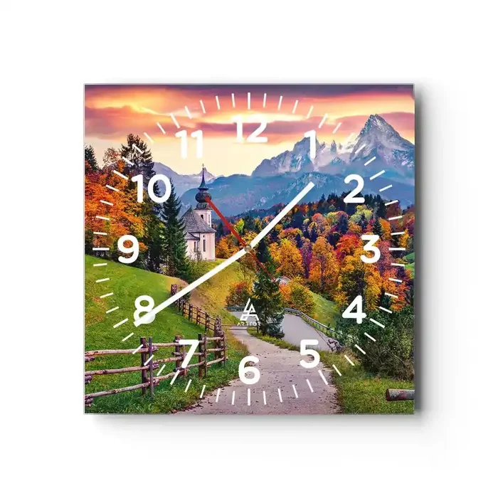Reloj de pared – Reloj de vidrio – Paisaje como una pintura – 30×30 cm