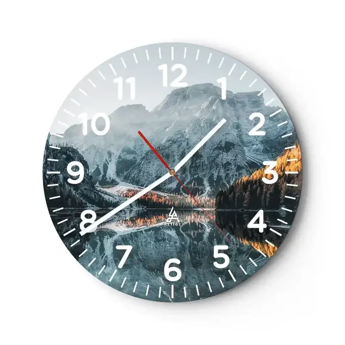 Reloj de pared – Reloj de vidrio – Paisaje en el espejo – 40×40 cm