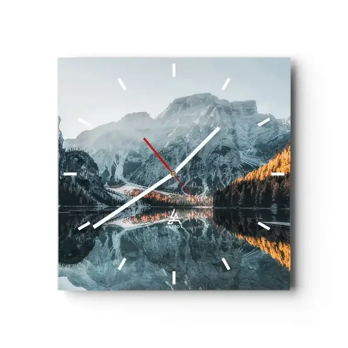 Reloj de pared – Reloj de vidrio – Paisaje en el espejo – 40×40 cm