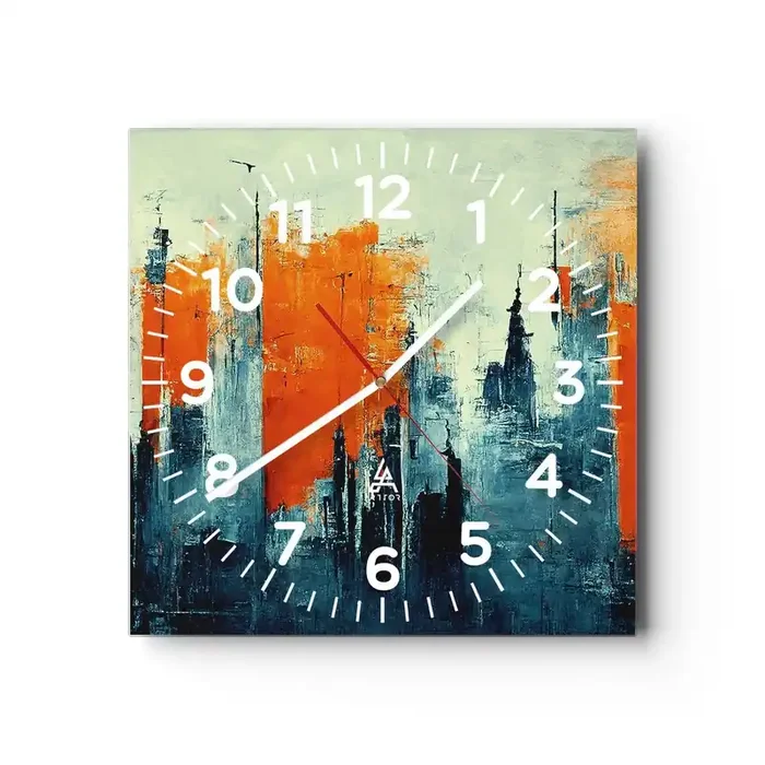 Reloj de pared – Reloj de vidrio – Paisaje moderno – 30×30 cm