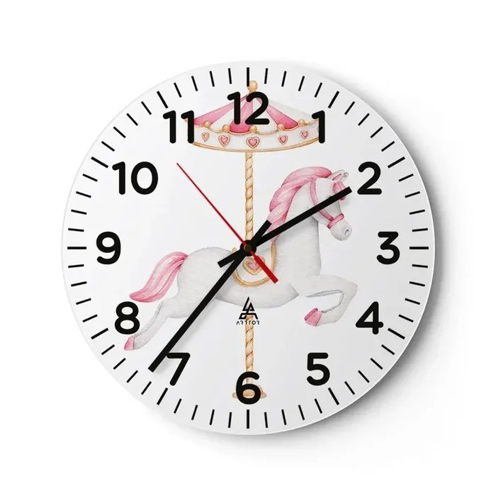 Reloj de pared – Reloj de vidrio – Partió al galope – 30×30 cm