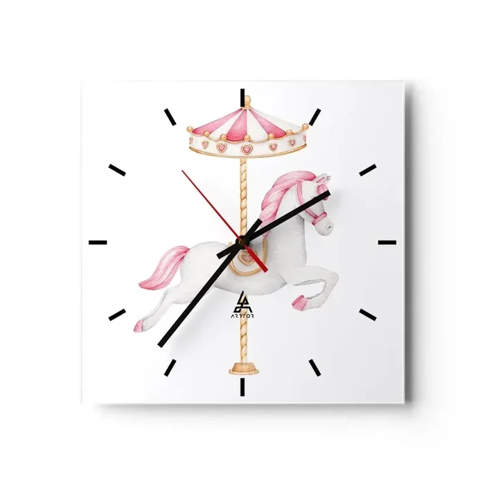 Reloj de pared – Reloj de vidrio – Partió al galope – 40×40 cm