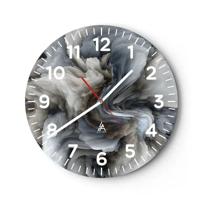 Reloj de pared – Reloj de vidrio – Piedra y flor – 40×40 cm