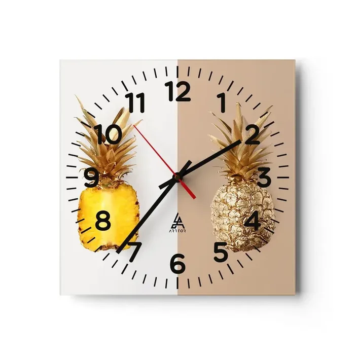 Reloj de pared – Reloj de vidrio – Piña y media – 30×30 cm