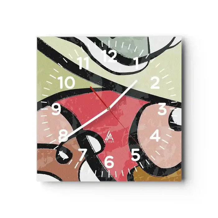Reloj de pared – Reloj de vidrio – Piruetas entre colores – 30×30 cm