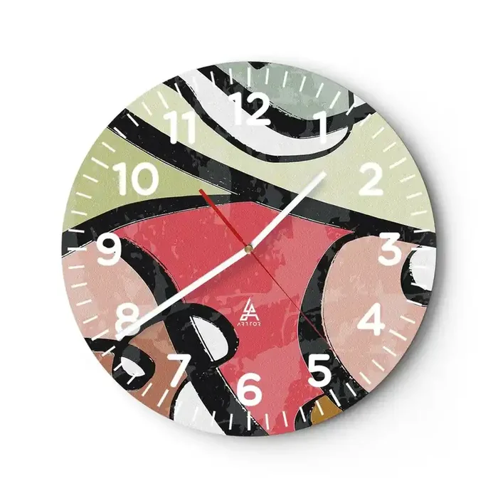 Reloj de pared – Reloj de vidrio – Piruetas entre colores – 30×30 cm
