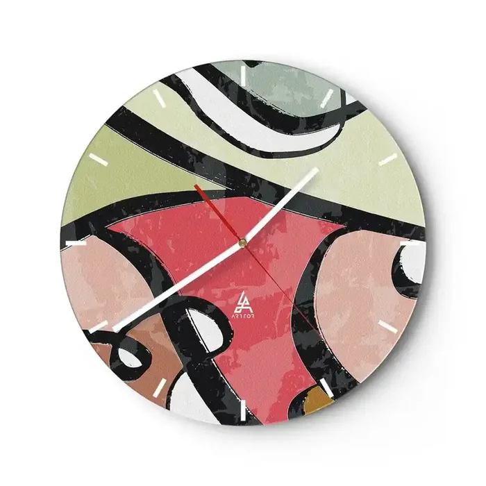 Reloj de pared – Reloj de vidrio – Piruetas entre colores – 40×40 cm