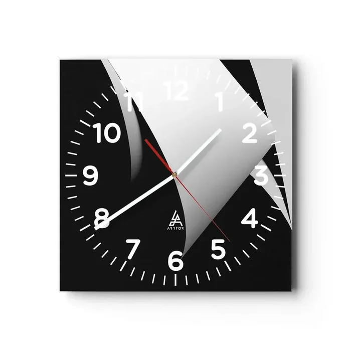 Reloj de pared – Reloj de vidrio – Planos de luz desde las profundidades de la sombra – 40×40 cm