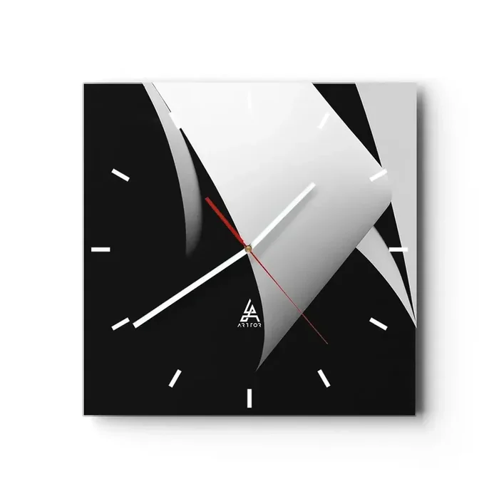 Reloj de pared – Reloj de vidrio – Planos de luz desde las profundidades de la sombra – 40×40 cm