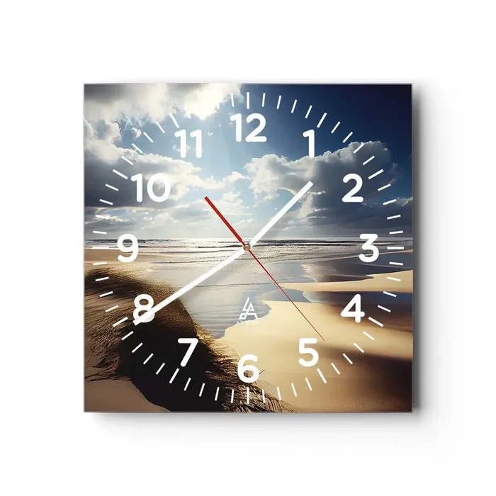 Reloj de pared – Reloj de vidrio – Playa, playa salvaje – 30×30 cm