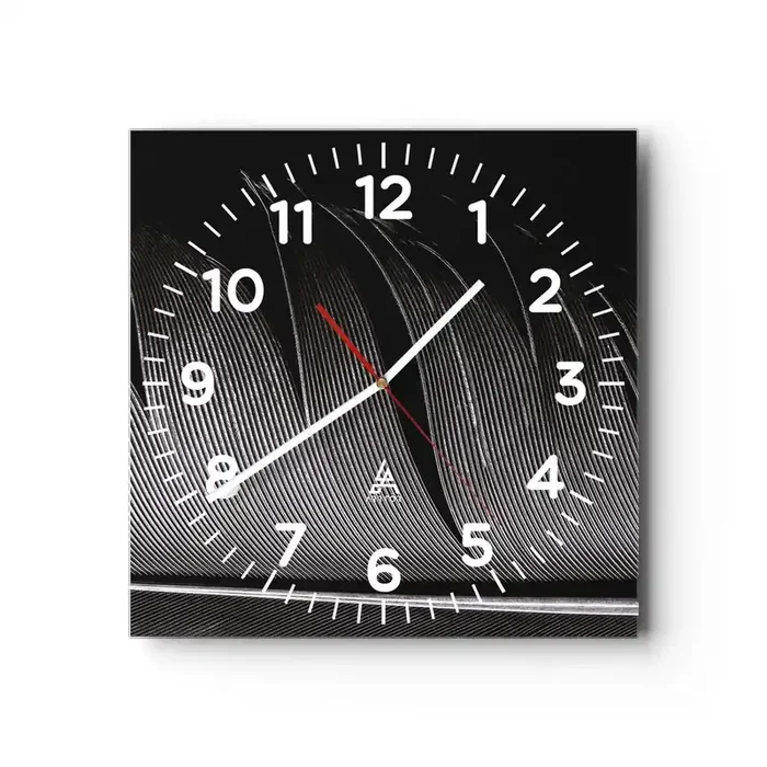 Reloj de pared – Reloj de vidrio – Pluma – una construcción maravillosa – 40×40 cm