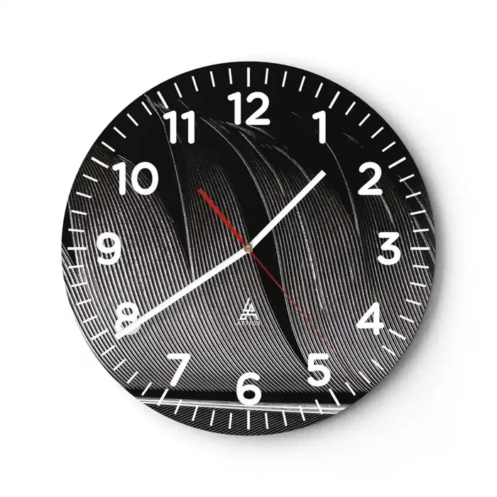 Reloj de pared – Reloj de vidrio – Pluma – una construcción maravillosa – 40×40 cm